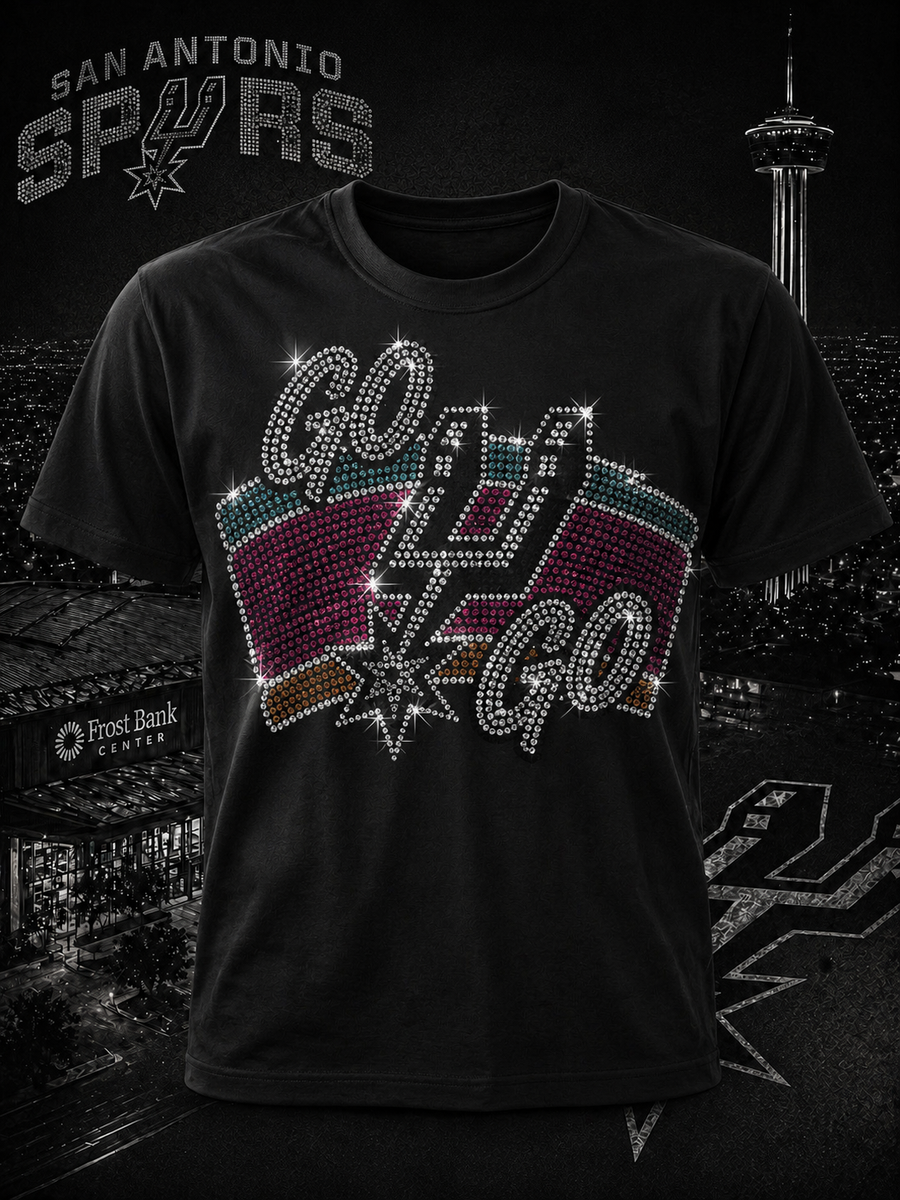 GO SPURS Go Banner Rhinestone Transfer – Mamas Print Shop
